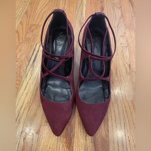 Kelly & Katie - Women's Burgundy Suede Strappy Heels